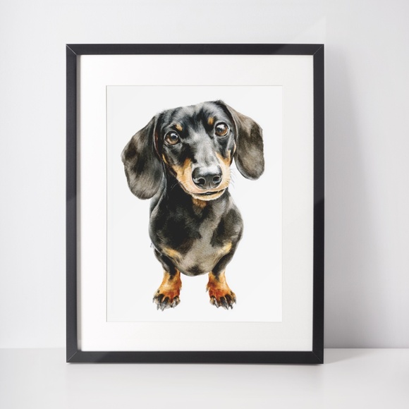 Watercolor Dachshund Dog Portrait Art Print – Unframed Fine Art Poster - Picture 3 of 5